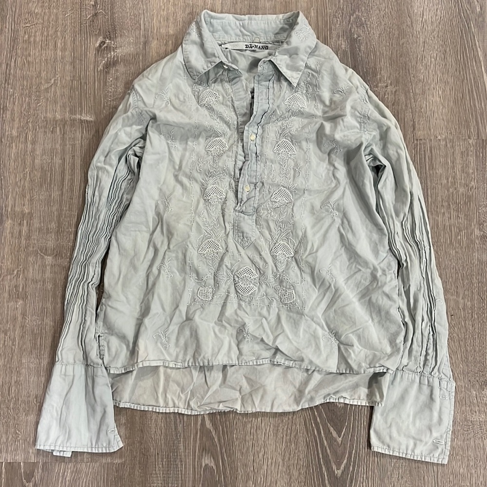Da Nang Y2K vintage cotton embroidered shirt